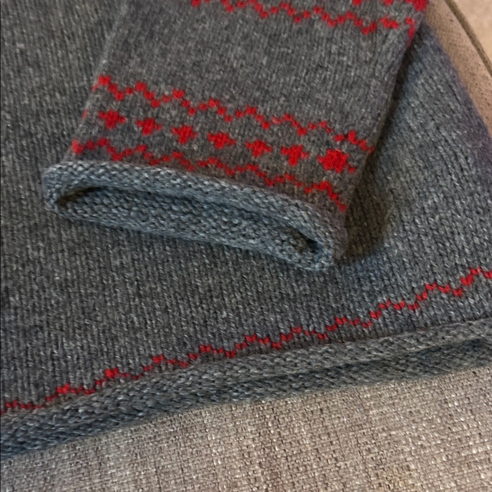 J. Crew Charcoal and Crimson Handknit Crewneck Sweater - Picture 3 of 6